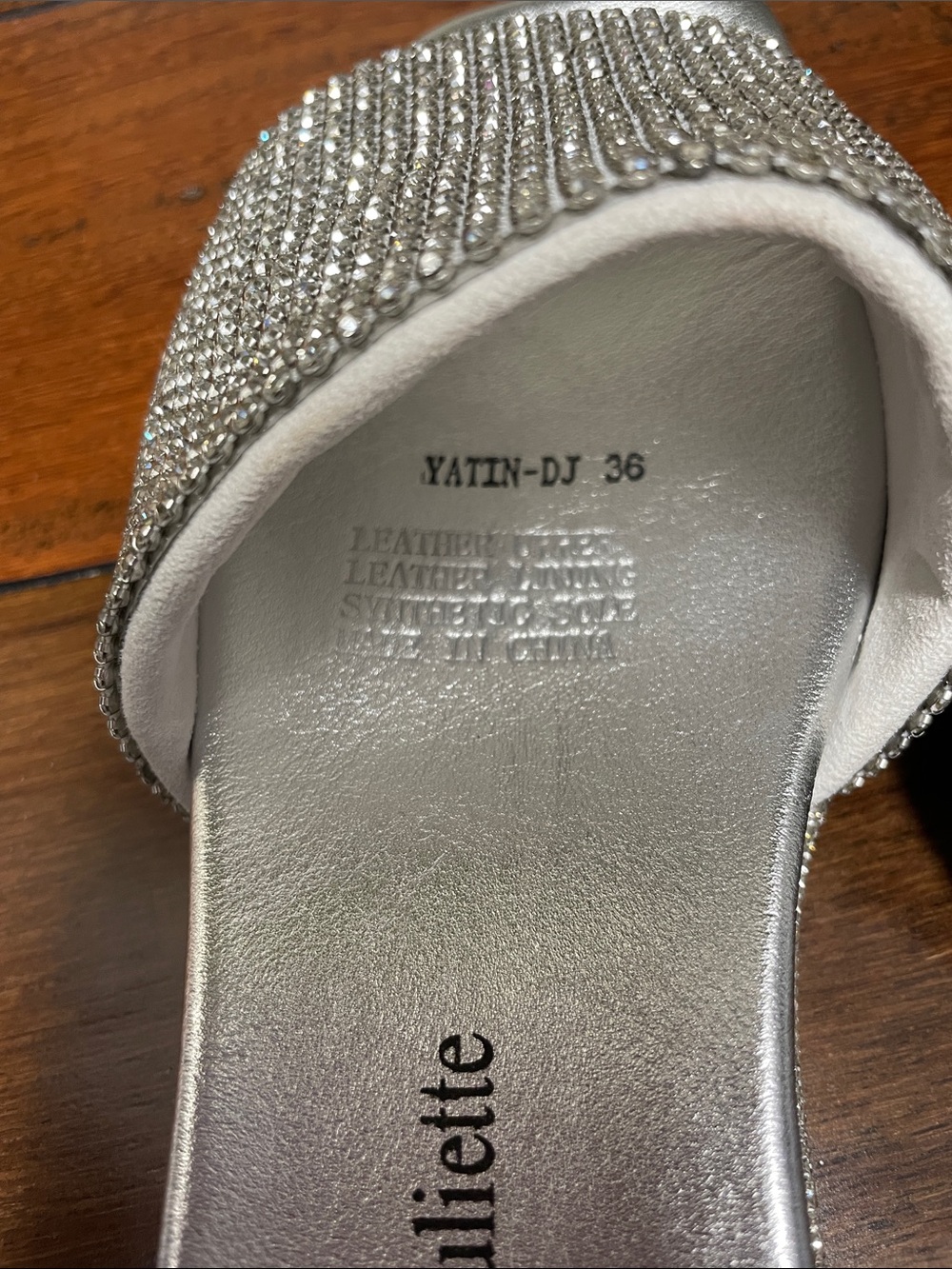 Silver Rhinestone Slide Sandals - Picture 4 of 5